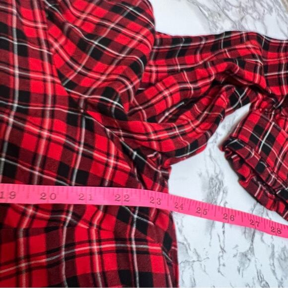 NWT Loft tartan plaid red black popover blouse Sz 16 - Picture 5 of 6